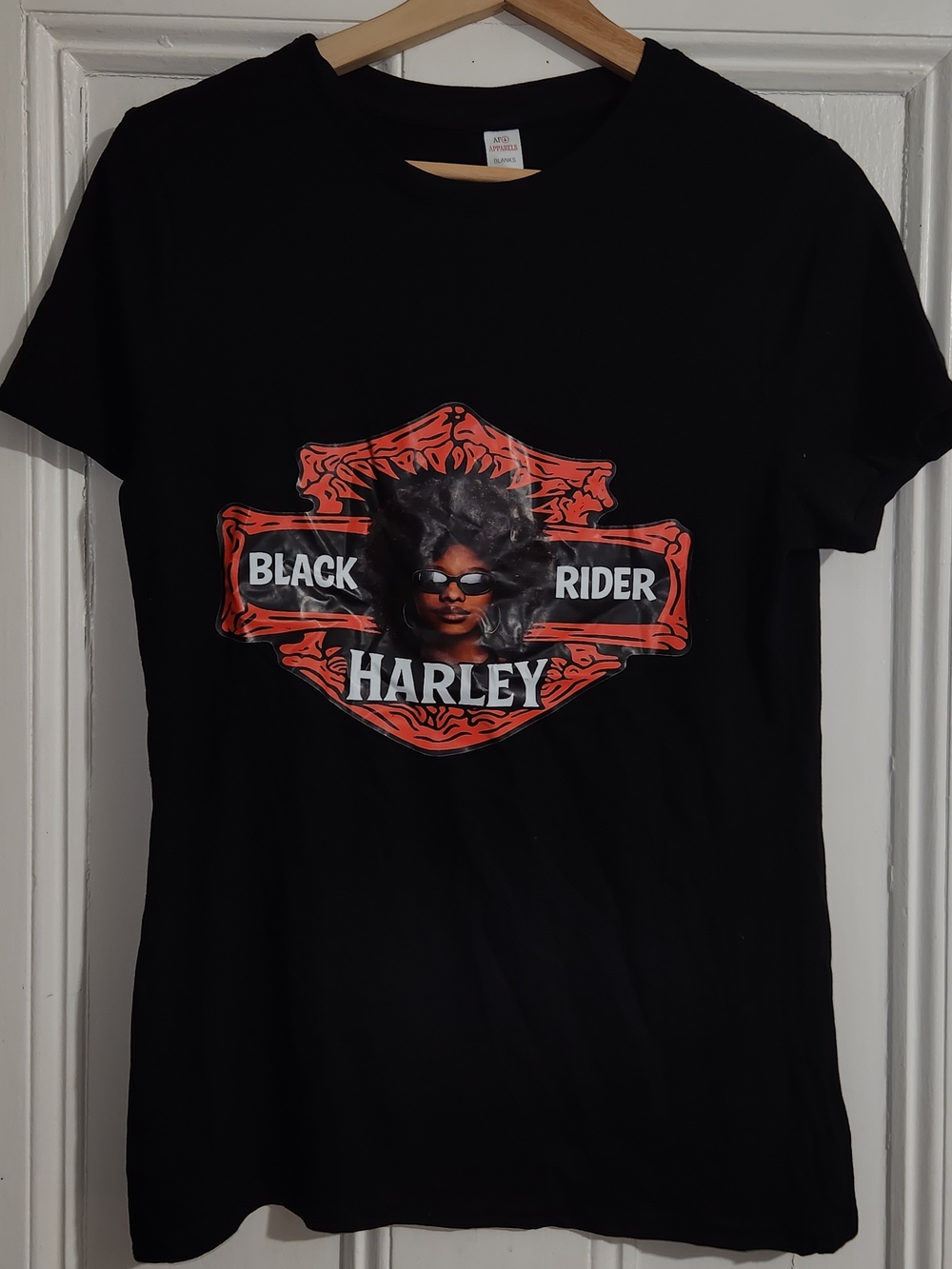 Source Unknown Black Harley "Black Rider" Graphic Tee with Red Accent